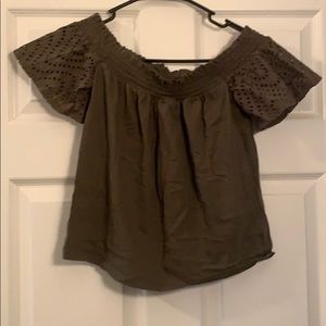 Olive green off the shoulder top